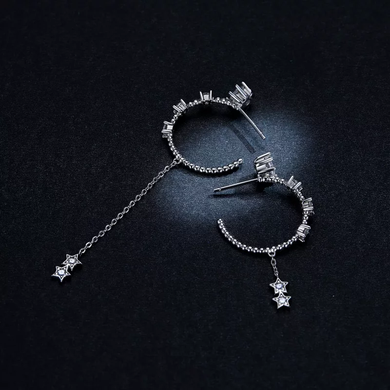(imagen para) Estilo Pandora Brillantes Pendientes Colgantes - BSE310 - Ver 5
