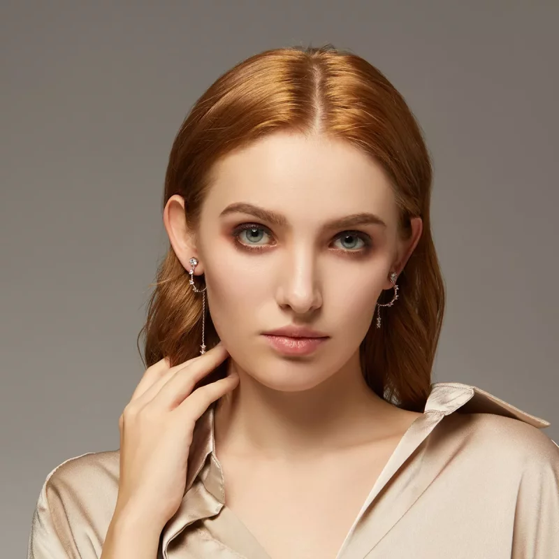 (imagen para) Estilo Pandora Brillantes Pendientes Colgantes - BSE310 - Ver 7