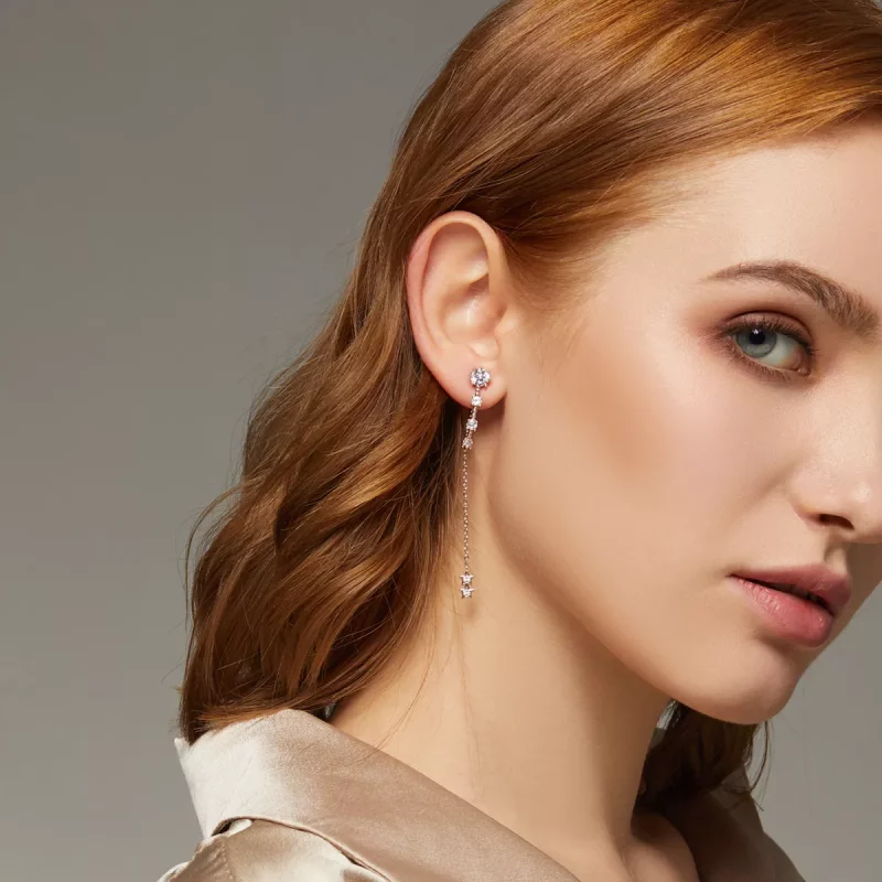 (imagen para) Estilo Pandora Brillantes Pendientes Colgantes - BSE310 - Ver 8