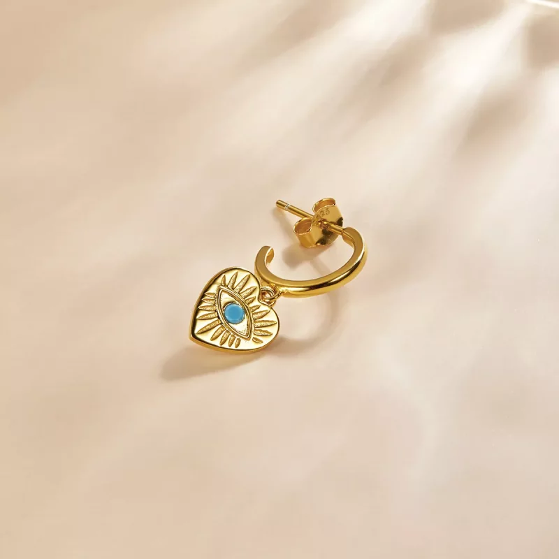 (imagen para) Estilo Pandora España Misteriosa - Pendientes colgantes de corazón de la suerte - Ver 2