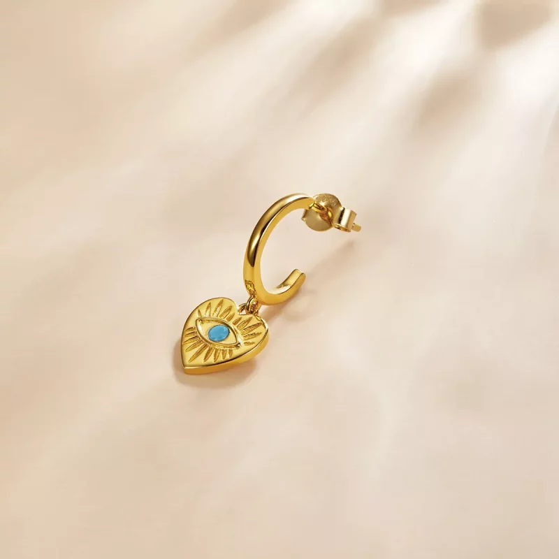 (imagen para) Estilo Pandora España Misteriosa - Pendientes colgantes de corazón de la suerte - Ver 3