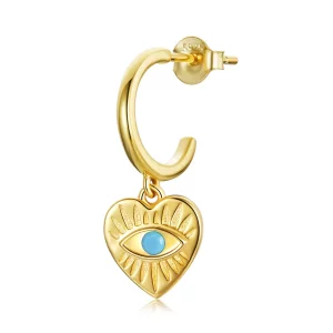 (imagen para) Estilo Pandora España Misteriosa - Pendientes colgantes de corazón de la suerte - SCE1141