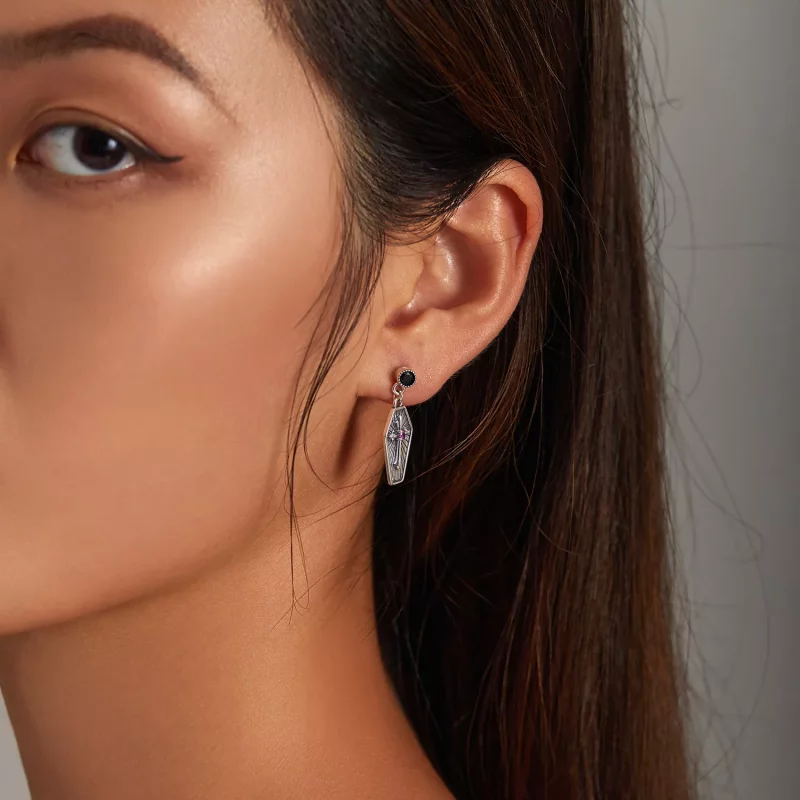(imagen para) Estilo Pandora Misterio Cruz Aretes Colgantes - BSE536 - Ver 8