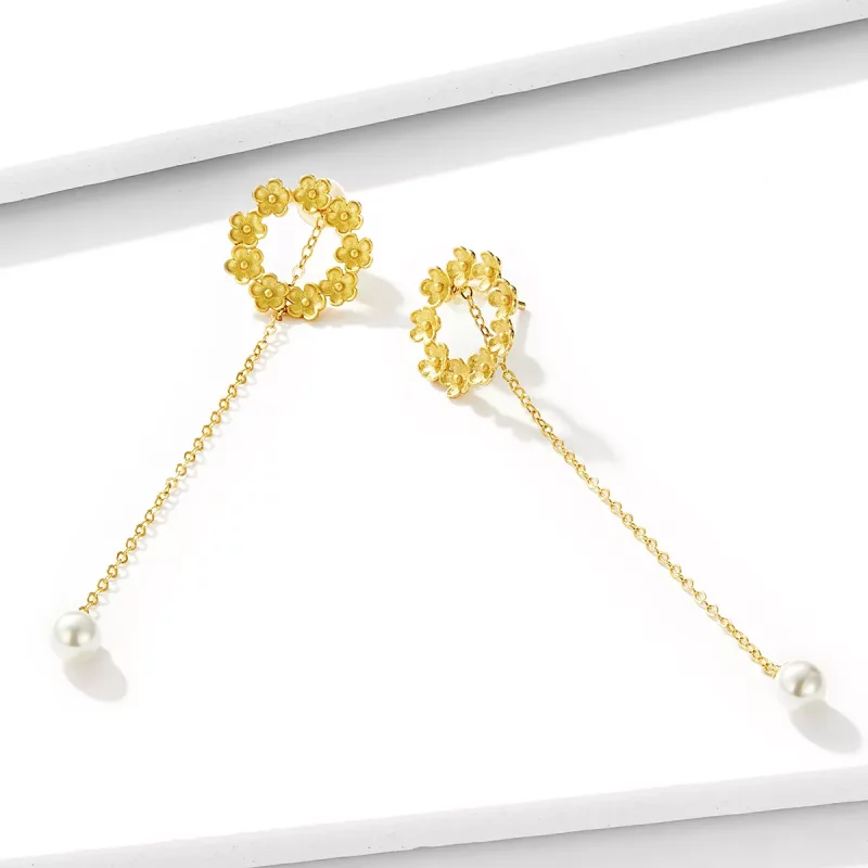 (imagen para) Estilo Pandora Pendientes Colgantes de Pequeña Flor - BSE290 - Ver 2