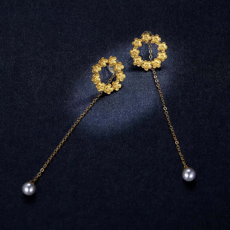 (imagen para) Estilo Pandora Pendientes Colgantes de Pequeña Flor - BSE290 - Ver 5