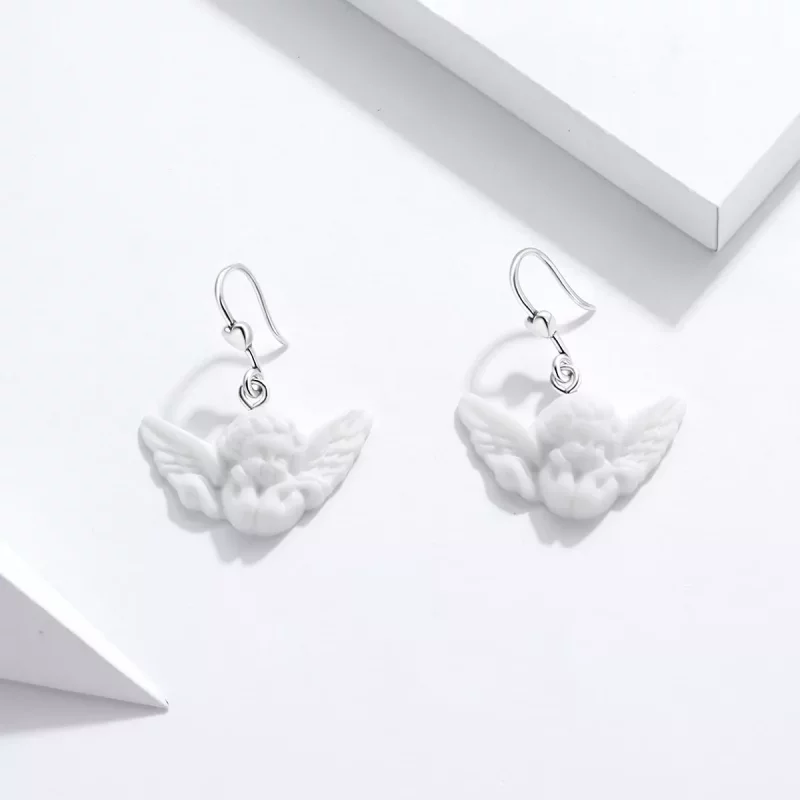 (imagen para) Estilo Pandora Pendientes Colgantes de Pequeño Ángel - SCE944 - Ver 2