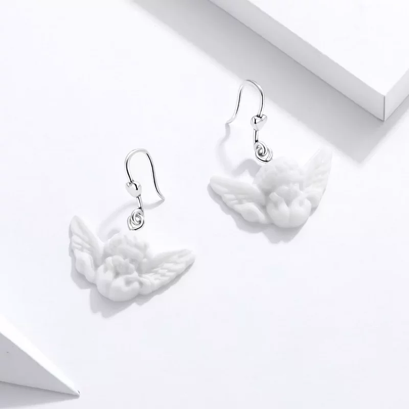 (imagen para) Estilo Pandora Pendientes Colgantes de Pequeño Ángel - SCE944 - Ver 3
