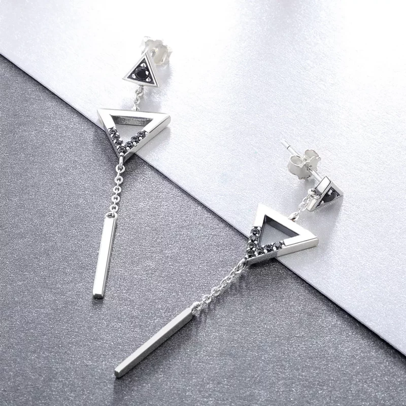 (imagen para) Estos aretes colgantes de estilo Pandora con geometría clásica - VSE144-A - Ver 2