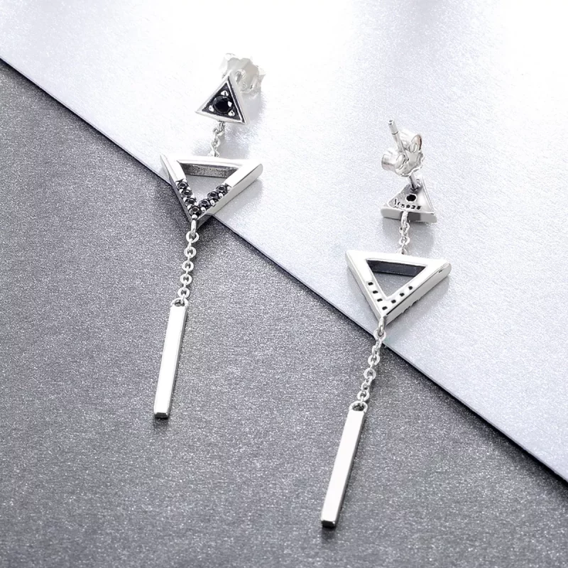 (imagen para) Estos aretes colgantes de estilo Pandora con geometría clásica - VSE144-A - Ver 3