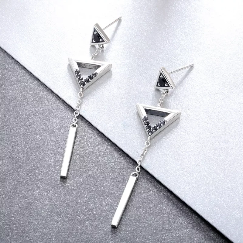 (imagen para) Estos aretes colgantes de estilo Pandora con geometría clásica - VSE144-A - Ver 4