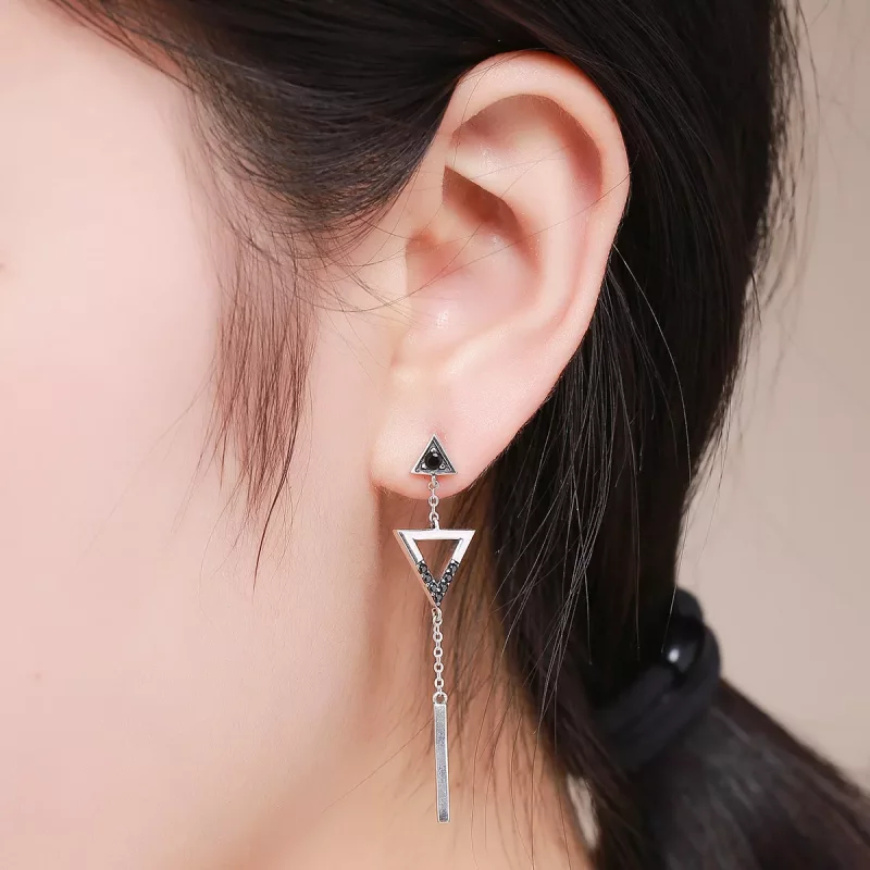 (imagen para) Estos aretes colgantes de estilo Pandora con geometría clásica - VSE144-A - Ver 5