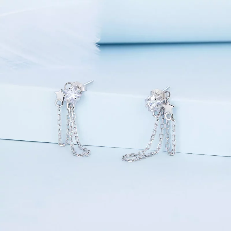 (imagen para) Pendientes colgantes de borlas estilo Pandora con estrellas - BSE709 - Ver 2
