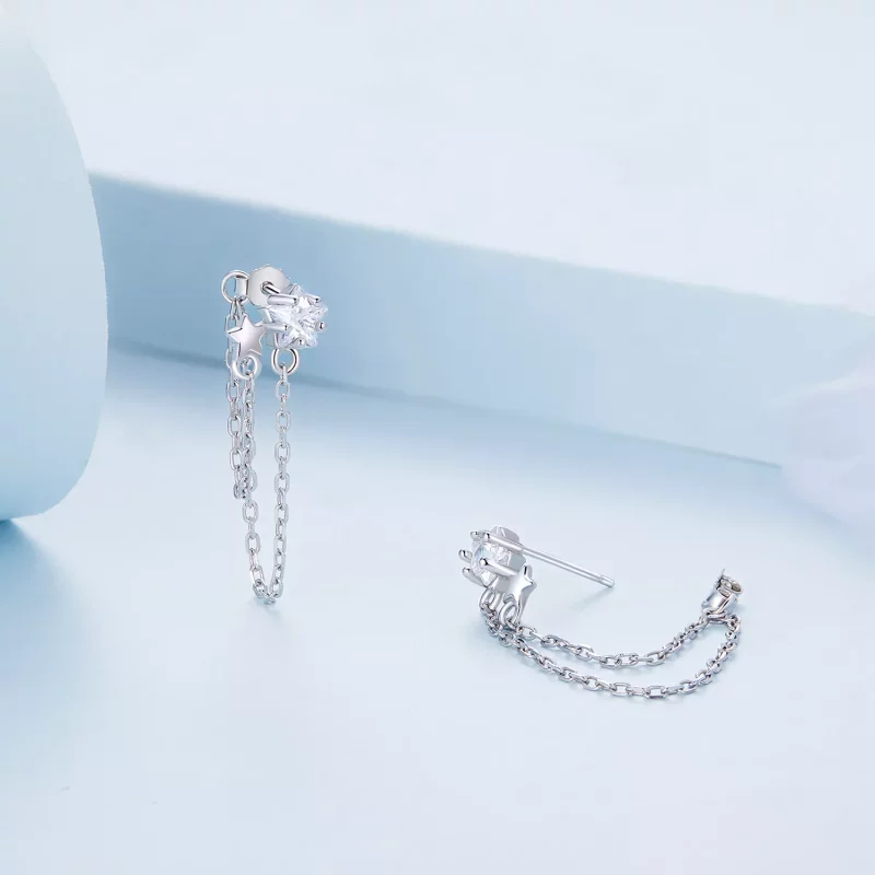 (imagen para) Pendientes colgantes de borlas estilo Pandora con estrellas - BSE709 - Ver 3
