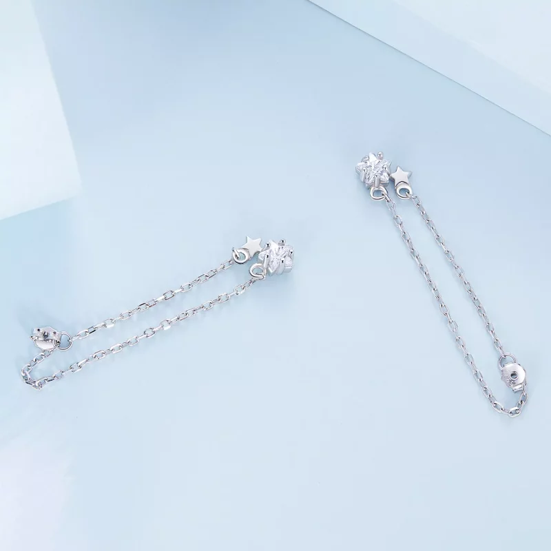 (imagen para) Pendientes colgantes de borlas estilo Pandora con estrellas - BSE709 - Ver 4