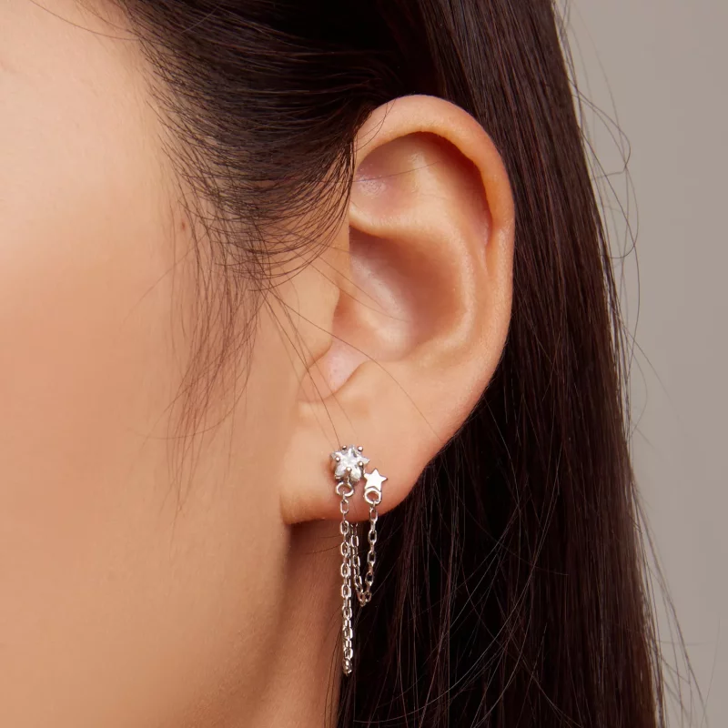 (imagen para) Pendientes colgantes de borlas estilo Pandora con estrellas - BSE709 - Ver 5