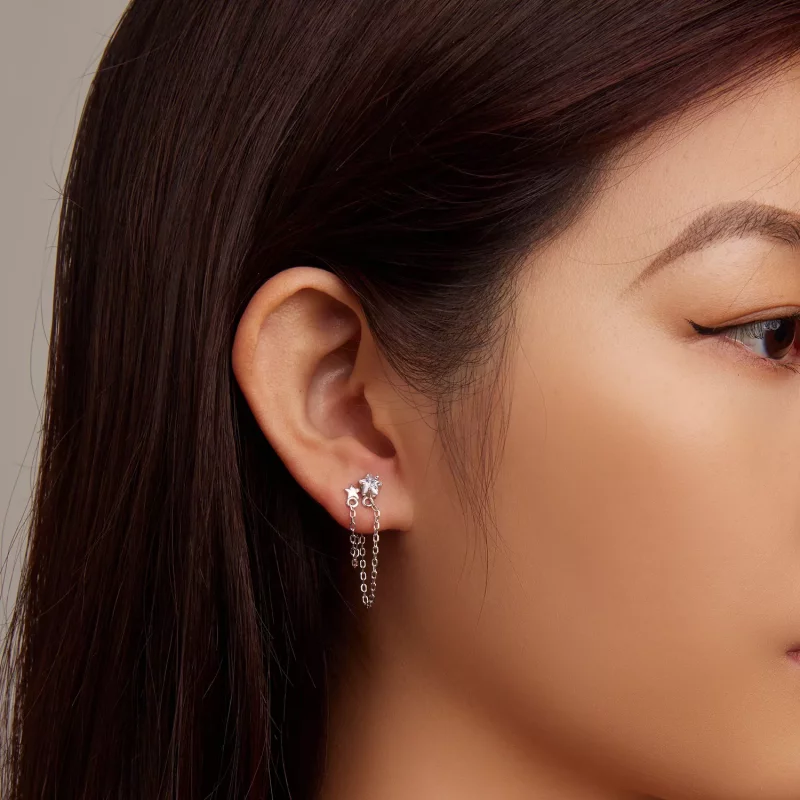 (imagen para) Pendientes colgantes de borlas estilo Pandora con estrellas - BSE709 - Ver 7