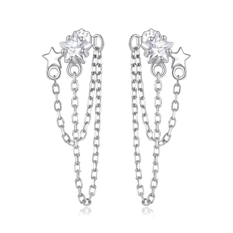 (imagen para) Pendientes colgantes de borlas estilo Pandora con estrellas - BSE709