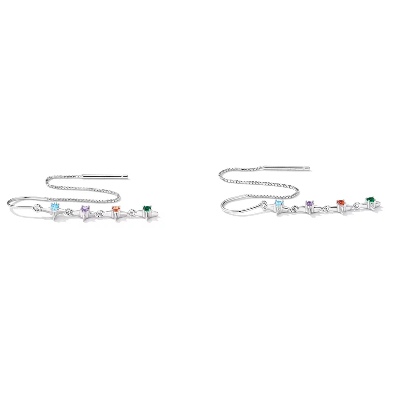 (imagen para) Pendientes colgantes de estilo Pandora con circonio estrellado - SCE1420 - Ver 2