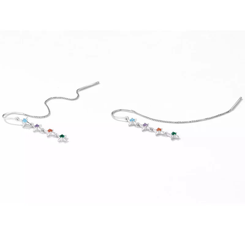 (imagen para) Pendientes colgantes de estilo Pandora con circonio estrellado - SCE1420 - Ver 3