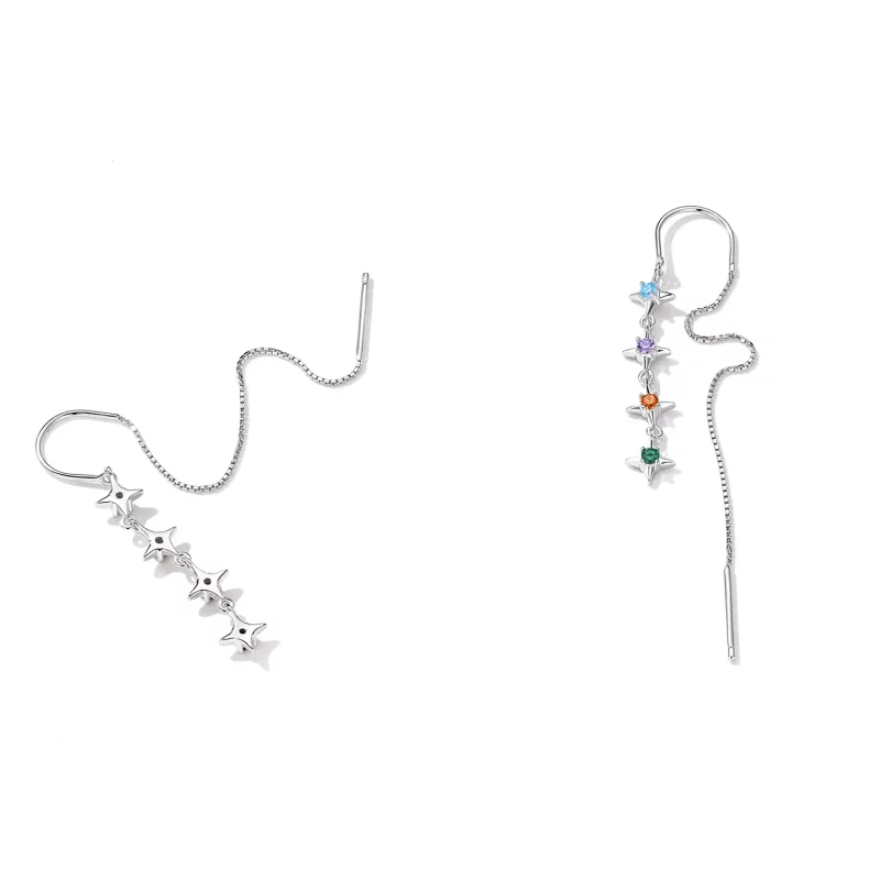 (imagen para) Pendientes colgantes de estilo Pandora con circonio estrellado - SCE1420 - Ver 4