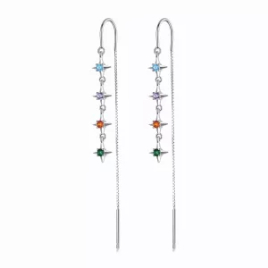 (imagen para) Pendientes colgantes de estilo Pandora con circonio estrellado - SCE1420