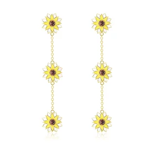 (imagen para) Pendientes colgantes de estilo Pandora con diseño de girasol - BSE187