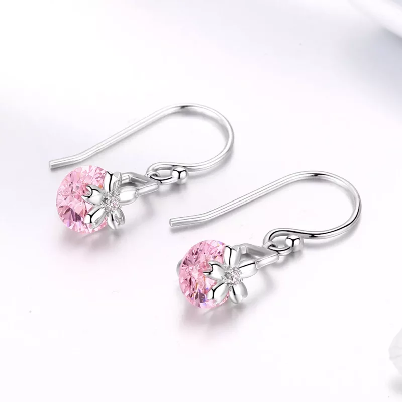 (imagen para) Pendientes colgantes de estilo Pandora con flores de cerezo - BSE039 - Ver 2
