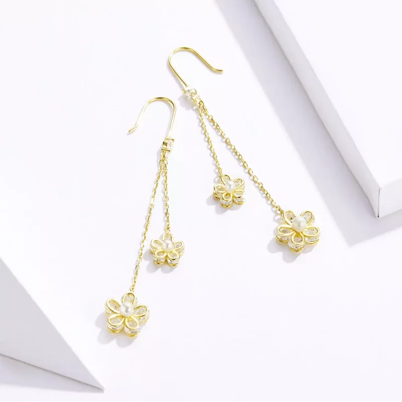 (imagen para) Pendientes colgantes de estilo Pandora con luz de flor - BSE197 - Ver 2