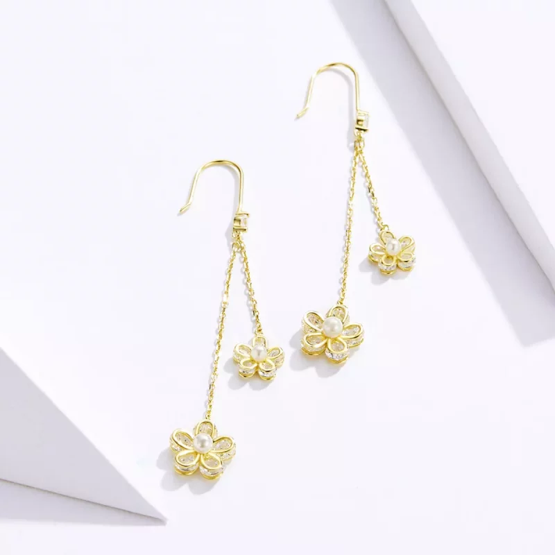 (imagen para) Pendientes colgantes de estilo Pandora con luz de flor - BSE197 - Ver 3
