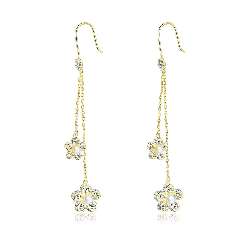 (imagen para) Pendientes colgantes de estilo Pandora con luz de flor - BSE197