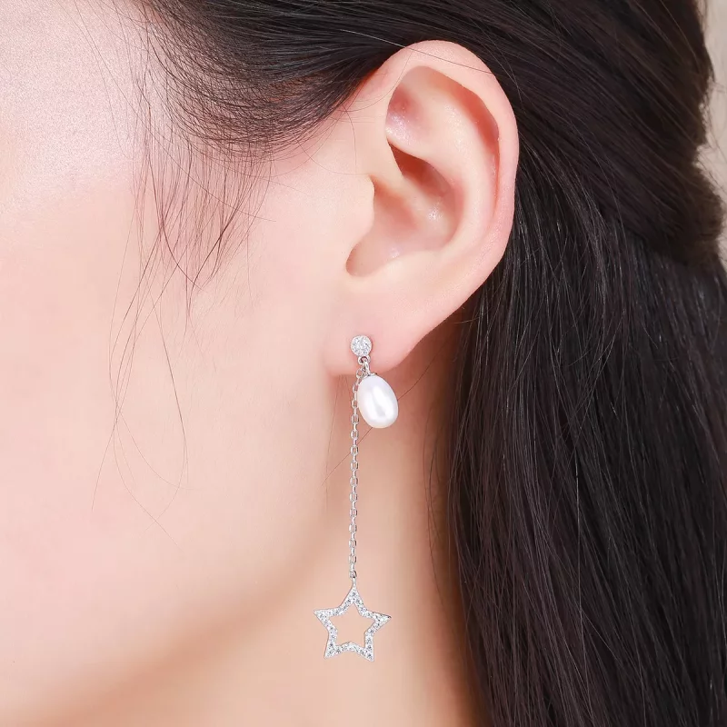 (imagen para) Pendientes colgantes estilo Pandora con brillantes estrellas - VSE127 - Ver 6