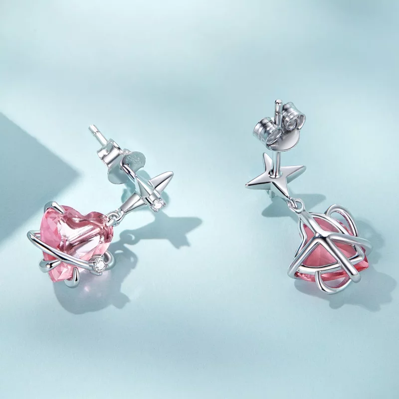 (imagen para) Pendientes colgantes estilo Pandora con diseño de planeta para niñas - SCE1502 - Ver 4