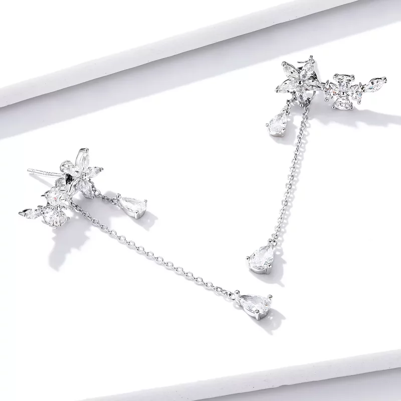 (imagen para) Pendientes colgantes estilo Pandora con flores de amor - BSE288 - Ver 5