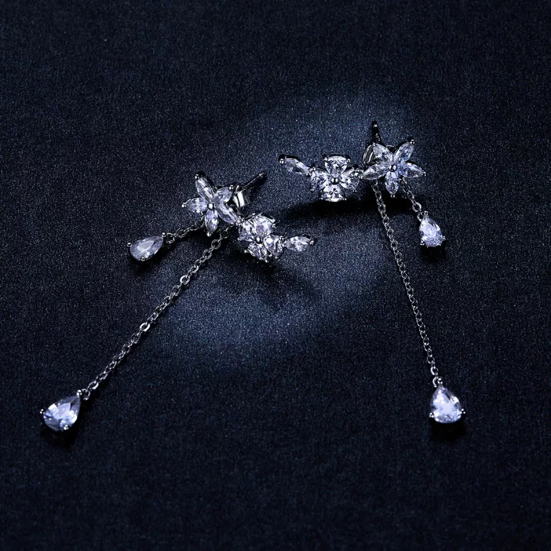 (imagen para) Pendientes colgantes estilo Pandora con flores de amor - BSE288 - Ver 6