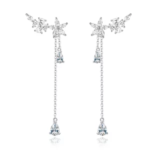 Pendientes colgantes estilo Pandora con flores de amor - BSE288 (imagen para) Pendientes colgantes estilo Pandora con flores de amor - BSE288