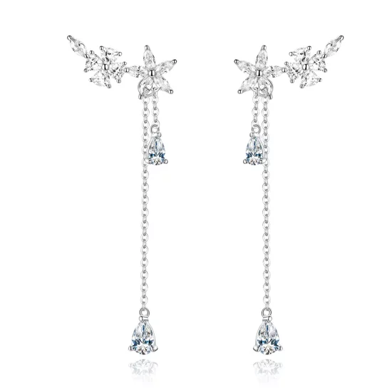 (imagen para) Pendientes colgantes estilo Pandora con flores de amor - BSE288