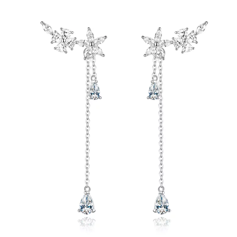 (imagen para) Pendientes colgantes estilo Pandora con flores de amor - BSE288
