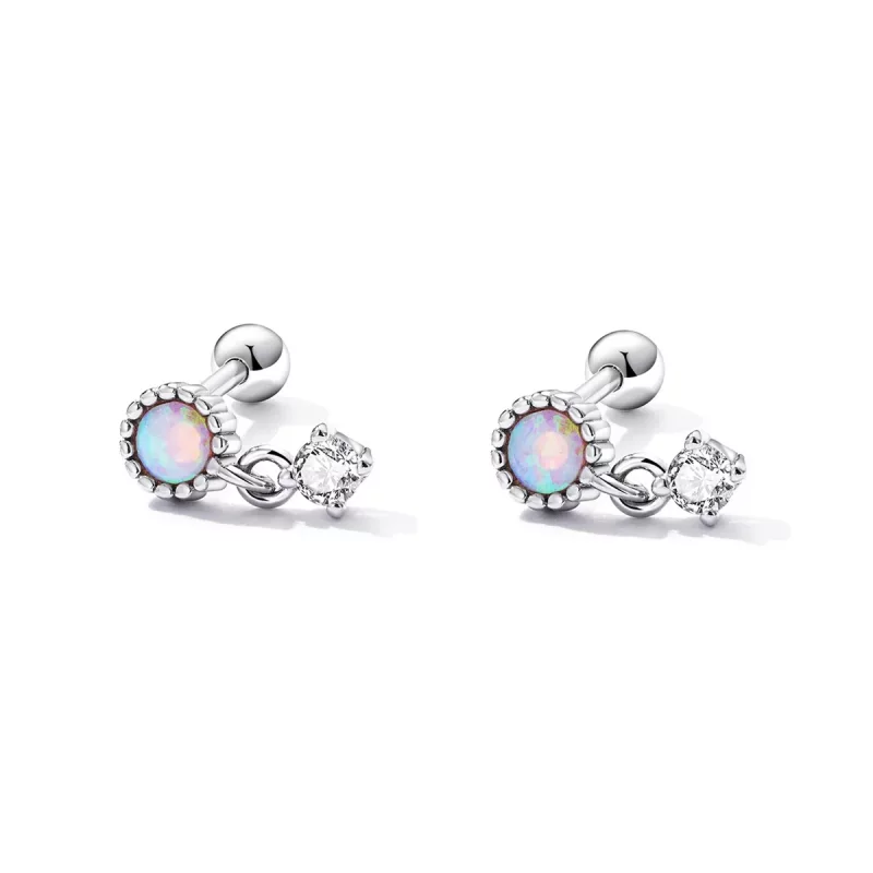 (imagen para) Pendientes colgantes estilo Pandora con opalos simples - SCE1382 - Ver 2