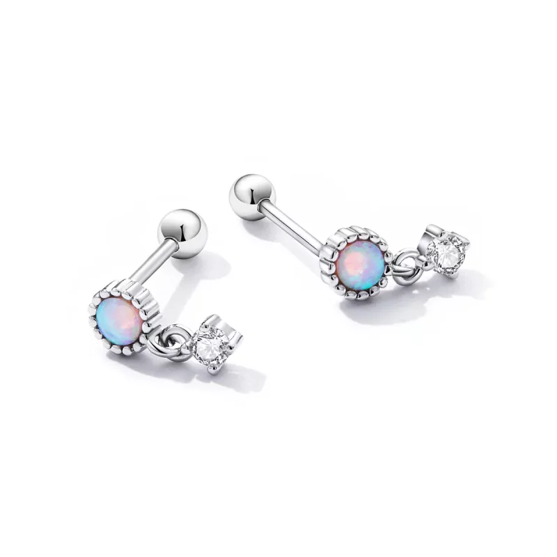 (imagen para) Pendientes colgantes estilo Pandora con opalos simples - SCE1382 - Ver 3