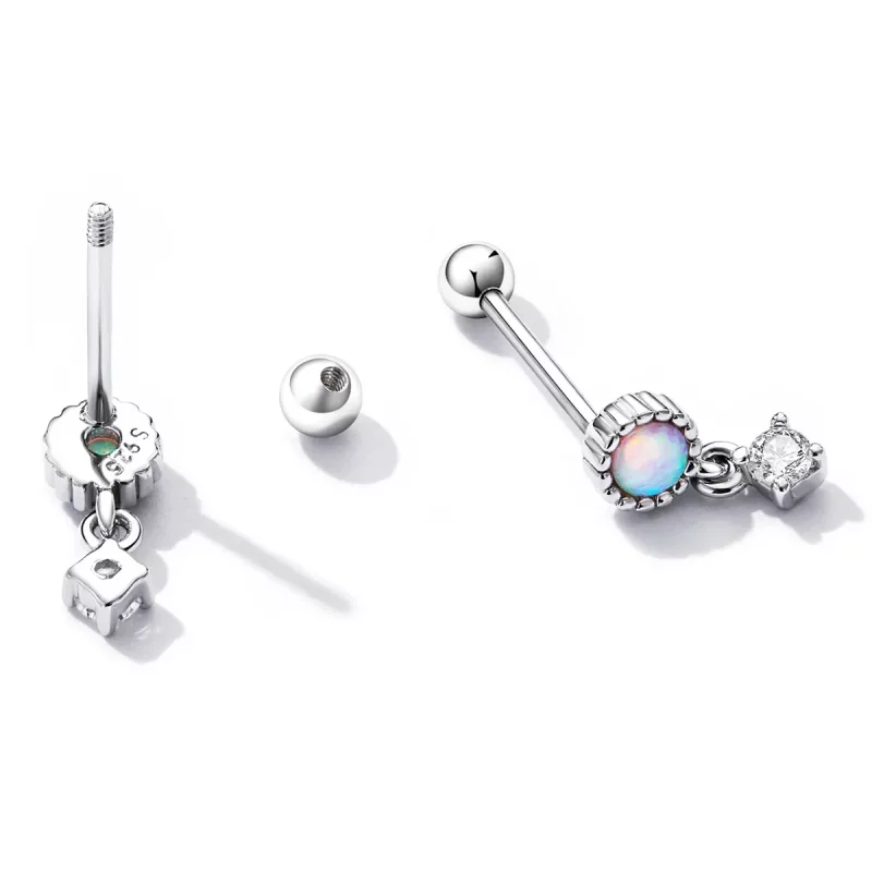 (imagen para) Pendientes colgantes estilo Pandora con opalos simples - SCE1382 - Ver 4