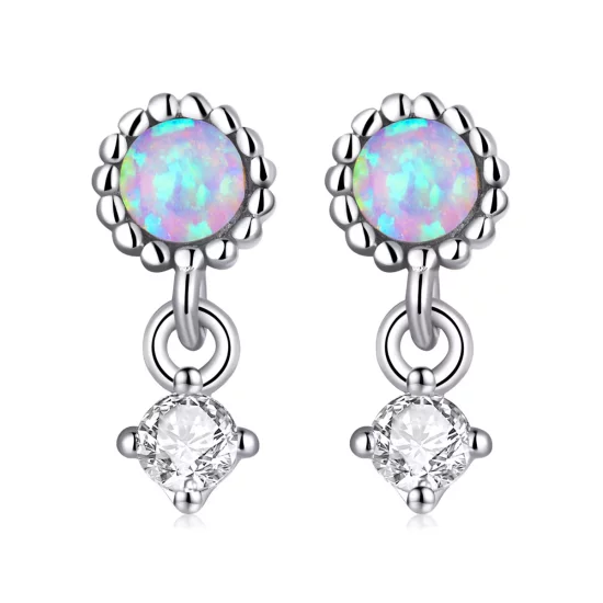 (imagen para) Pendientes colgantes estilo Pandora con opalos simples - SCE1382