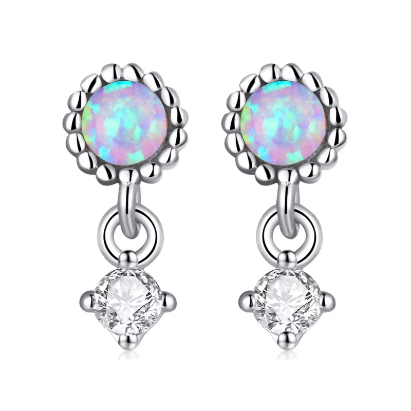 (imagen para) Pendientes colgantes estilo Pandora con opalos simples - SCE1382