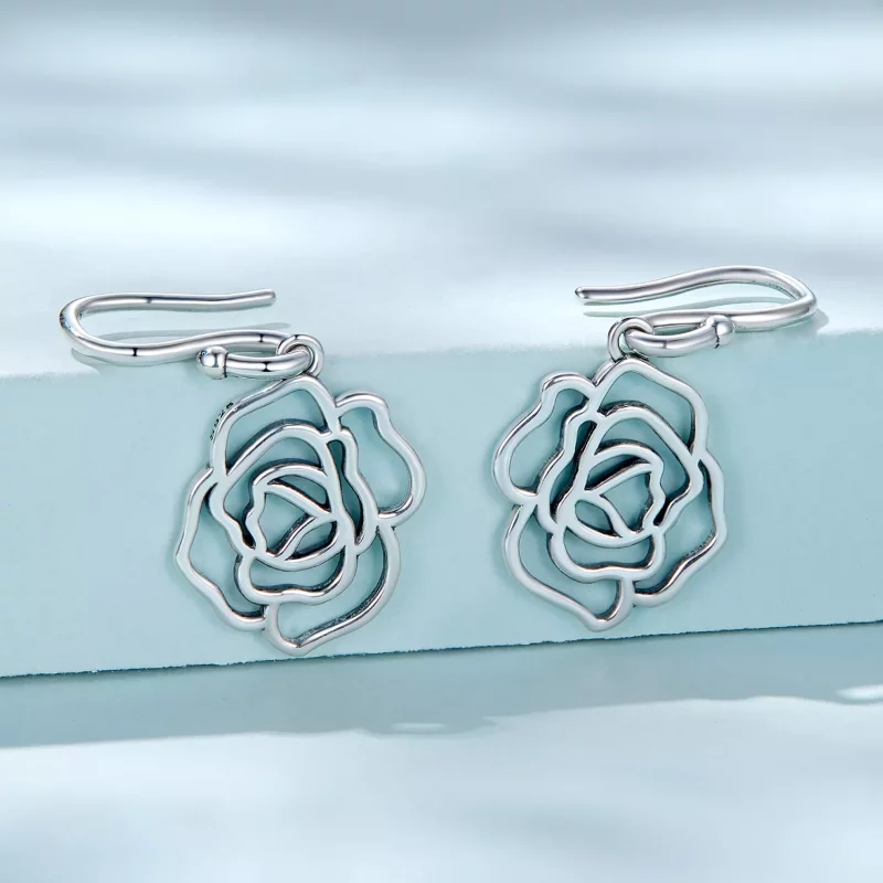 (imagen para) Pendientes colgantes estilo Pandora con rosas - SCE1505 - Ver 2