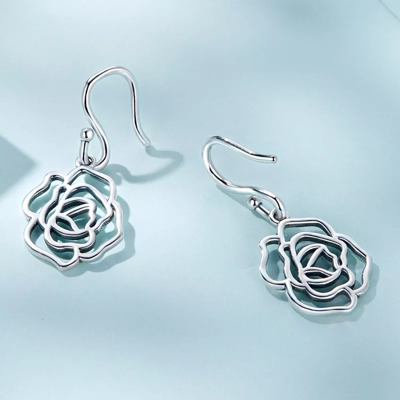 (imagen para) Pendientes colgantes estilo Pandora con rosas - SCE1505 - Ver 3