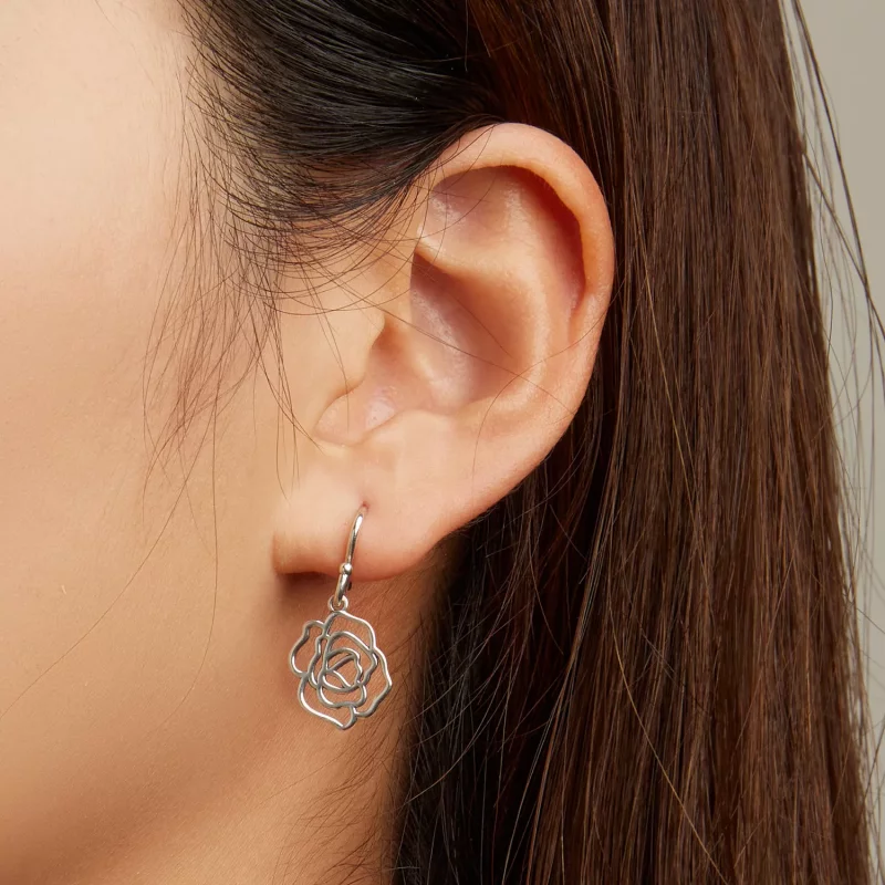 (imagen para) Pendientes colgantes estilo Pandora con rosas - SCE1505 - Ver 4
