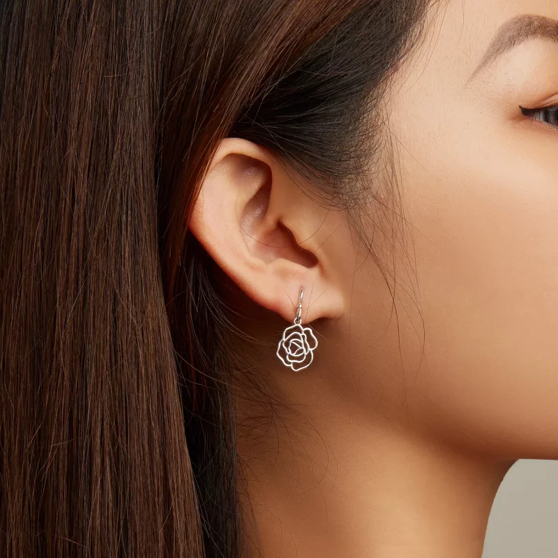 (imagen para) Pendientes colgantes estilo Pandora con rosas - SCE1505 - Ver 5