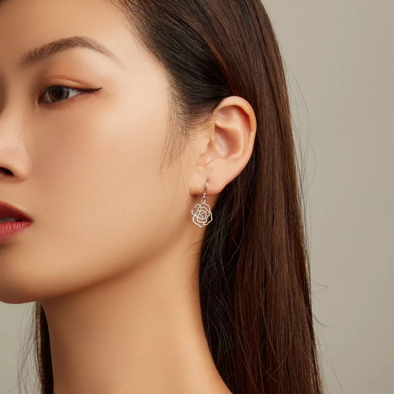 (imagen para) Pendientes colgantes estilo Pandora con rosas - SCE1505 - Ver 6