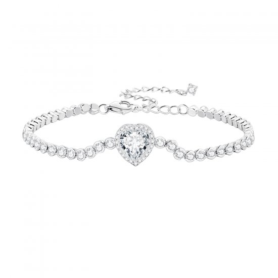 Pulsera de tenis con estilo Pandora en forma de corazón - BSB098 - Haga click en la imagen para cerrar