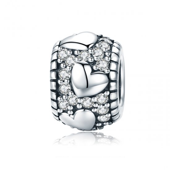 Pulsera de estilo Pandora en plata brillo con charm separador en forma de corazón - SCC798 - Haga click en la imagen para cerrar