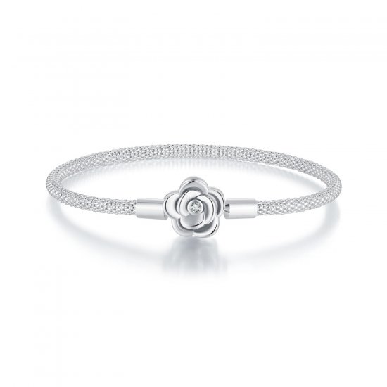 Cadena con base de rosa estilo PANDORA - SCB266 - Haga click en la imagen para cerrar
